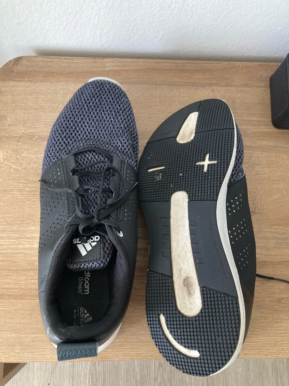 adidas Men’s Black and Gray Breathable Mesh Athletic Sneakers